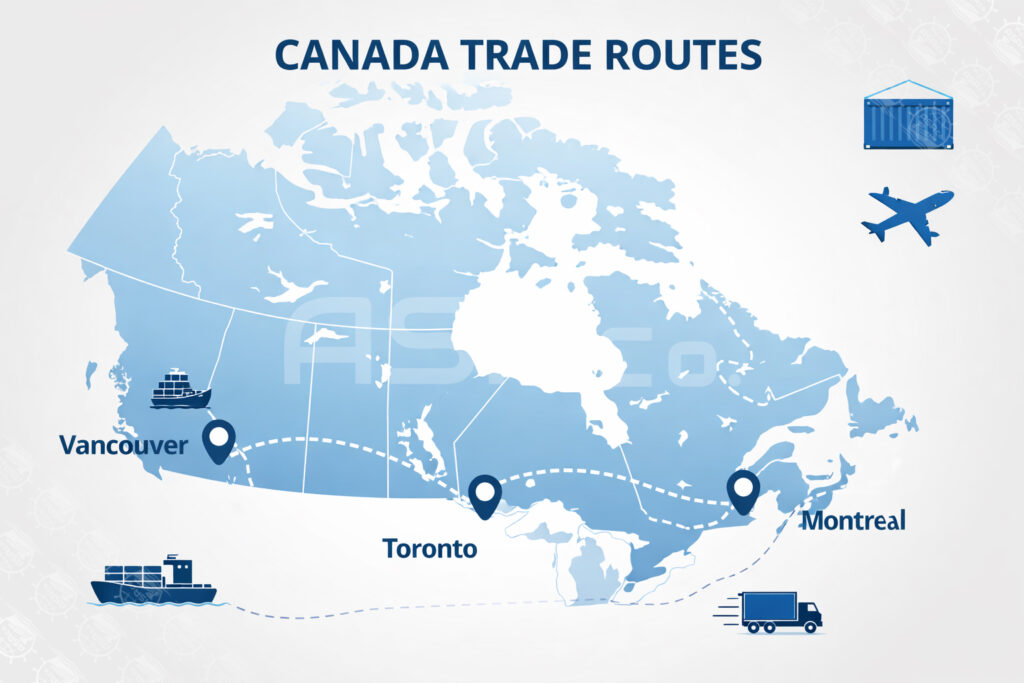 بنادر تجاری کانادا برای واردات کالا